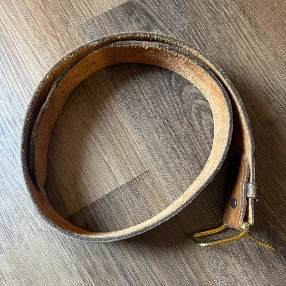 Chambers Men's Belt Western Tooled Leather Eagle Brown Size 36